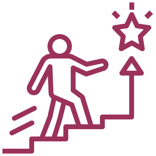 icon of person walking up stairs to star